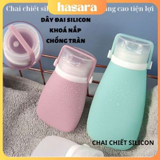 Hasara_store Chai chiết mĩ phẩm chiết dầu gội sữa tắm silicon đi du lịch có dây đai khoá nắp chống tràn lọ đựng cao cấp
