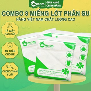  Combo 3 Miếng Lót Phân Su Sơ Sinh Emom Tã Giấy Lót Su Mềm Mại Thấm Hút Cao Cấp 