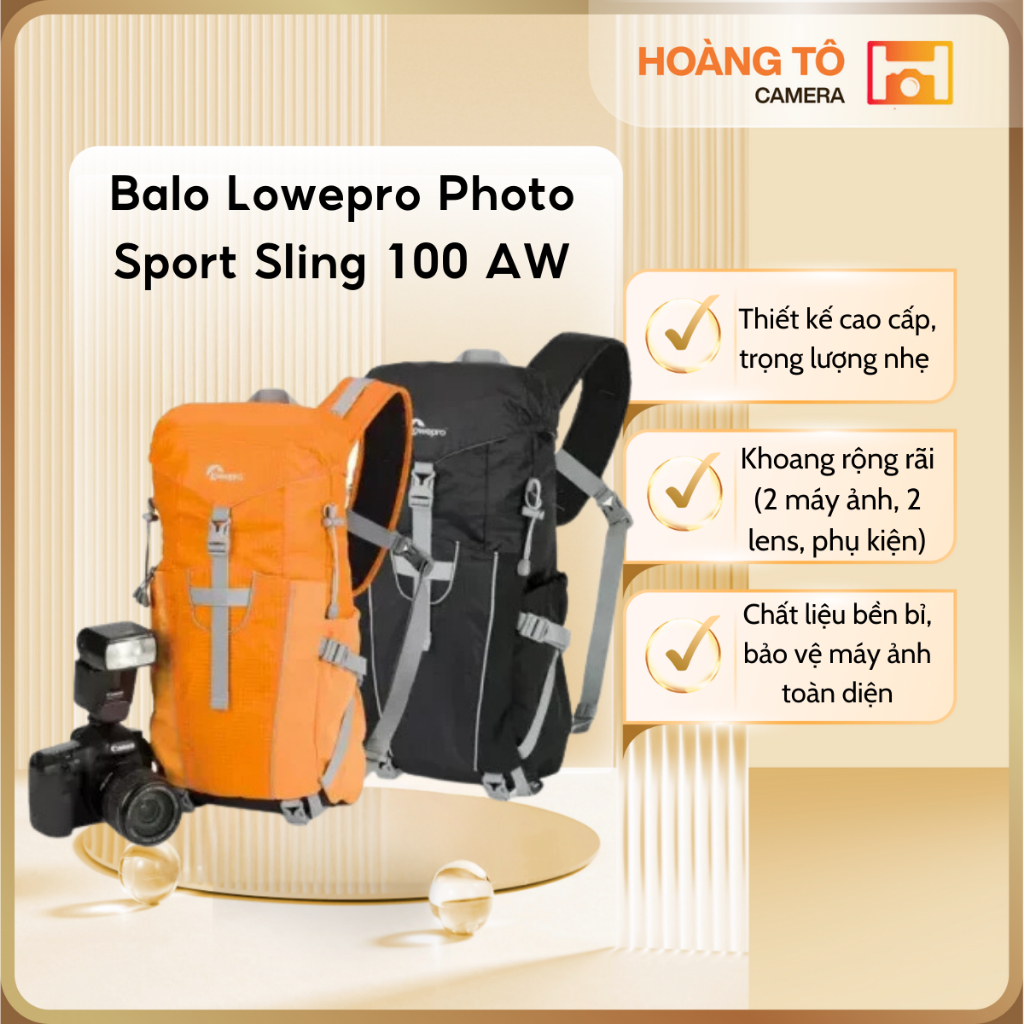 Balo Lowepro Photo Sport Sling 100 AW (Đen / Cam) MỚI