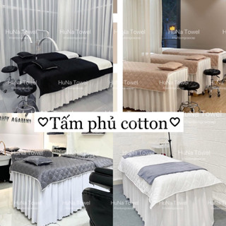 [ Tặng Vỏ Gối] Tấm Phủ giường, trải giường cotton chần bông cho giường spa, giường nail mi kích thước 120.220cm