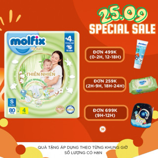 (MẪU MỚI TEM XANH) Tã/bỉm DÁN Molfix thiên nhiên đủ size S80+4/ M76+6/ L68+6/XL62+2/XXL56+2