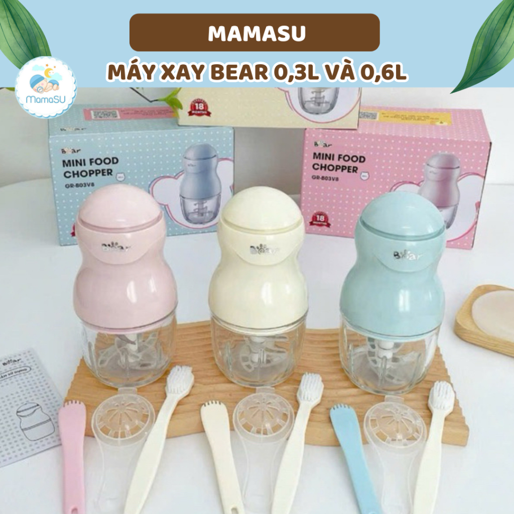 (Xả Kho Thanh Lý) Máy Xay Đa Năng Bear 0,6L Và 0,3L Cho Bé Ăn Dặm Máy Xay Bear 6 Lưỡi Máy Xay 8 Lưỡi