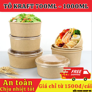 50 Tô Bát Giấy Kraft 750ml - 1000ml đựng bún phở cao cấp (Loại Dày)