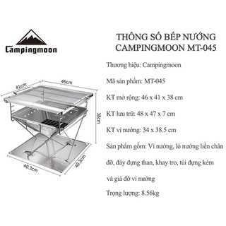 Bếp nướng gấp gọn Campingmoon không gỉ bếp nướng than hoa, bếp ngoài trời MT-045(dùng cho 4-8 người)