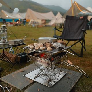 Bếp nướng gấp gọn Campingmoon không gỉ bếp nướng than hoa, bếp ngoài trời MT-045(dùng cho 4-8 người)