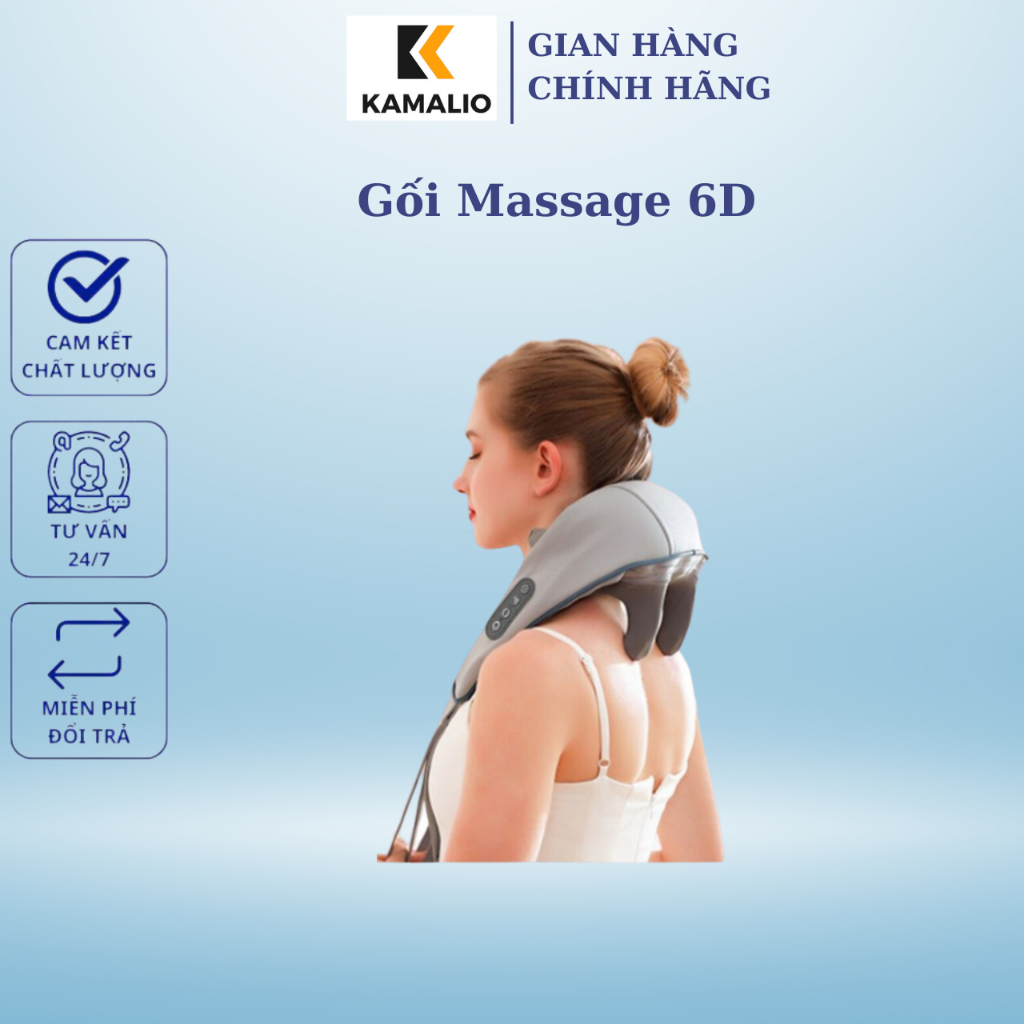 Máy Massage KAMALIO , Massage Cổ Vai Gáy 6D - Gối Massage Thư Giãn Văn Phòng, Người Cao Tuổi