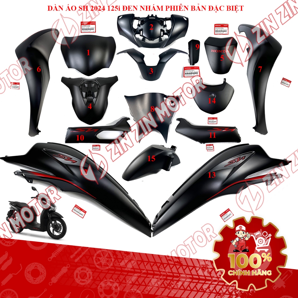 Dàn Áo Xe SH125i, SH 125i 2024 Đen Nhám Phiên Bản Đặc Biệt Chính Hãng- ZZM