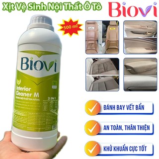 Chai Vệ Sinh Nội Ngoại Thất Ô Tô BIOVI 500ml Chính Hãng, Làm Sạch Khử Mùi Kính, Ghế Da Nỉ Xe Hơi - Tặng Khăn Lau