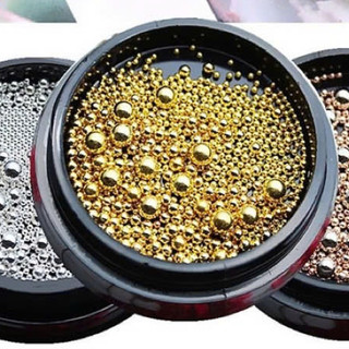 Hũ bi mix size màu vàng, bạc, nude, đen đính móng trang trí nail