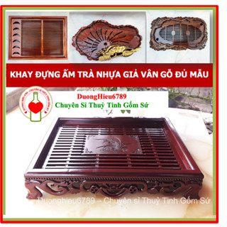 [LOẠI SỊN] Khay Ấm Chén Nhựa Giả Gỗ, Khay Trà Vân Gỗ Loại 1 (không gồm ấm chén)
