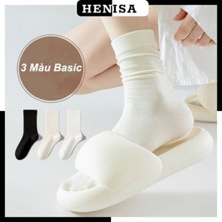 Tất nữ cổ cao - vớ nữ cổ cao chất liệu cotton dệt kim  thoáng khí phong cách đơn giản kiểu trơn basic giá rẻ ST227