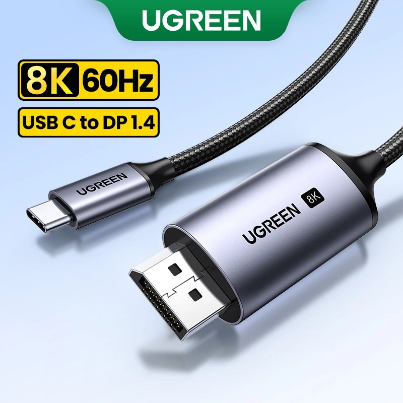 [Sale] Cáp Type-C to Displayport UGREEN 8K60Hz cho Macbook, iPad iP 15, Laptop dây dù chuyển đổi C to DP 1m 2m