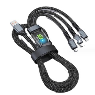 Dây Sạc Điện Thoại Đa Năng Nhiều Đầu Sạc 3 in 1 Dây Bọc Dù An Toàn CHống Rối 100W Có Đèn Led Sạc Mọi Điện Thoại