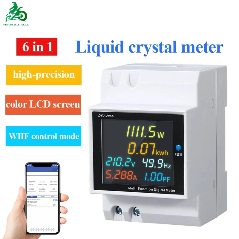 Đồng hồ đo điện thông minh gia đình một pha 6 Trong 1 KWh Công Suất Đo Tần Số 110V 220V 380V 100A