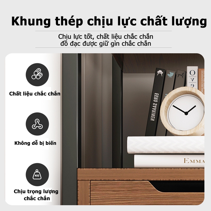 ALOVE Bàn làm việc bàn học khung sắt kèm giá sách khung sắt 25x25mm sơn tĩnh điện chịu lực cao mặt gỗ mdf dày 15mm | BigBuy360 - bigbuy360.vn