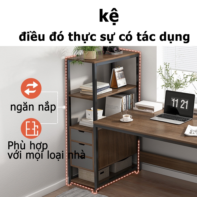 ALOVE Bàn làm việc bàn học khung sắt kèm giá sách khung sắt 25x25mm sơn tĩnh điện chịu lực cao mặt gỗ mdf dày 15mm | BigBuy360 - bigbuy360.vn