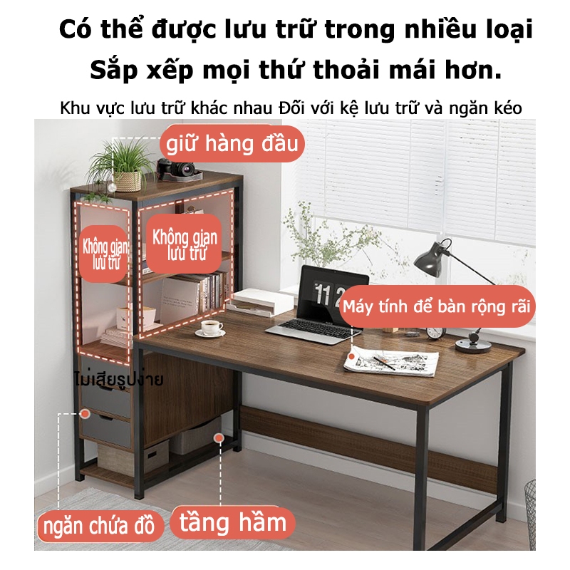 ALOVE Bàn làm việc bàn học khung sắt kèm giá sách khung sắt 25x25mm sơn tĩnh điện chịu lực cao mặt gỗ mdf dày 15mm | BigBuy360 - bigbuy360.vn