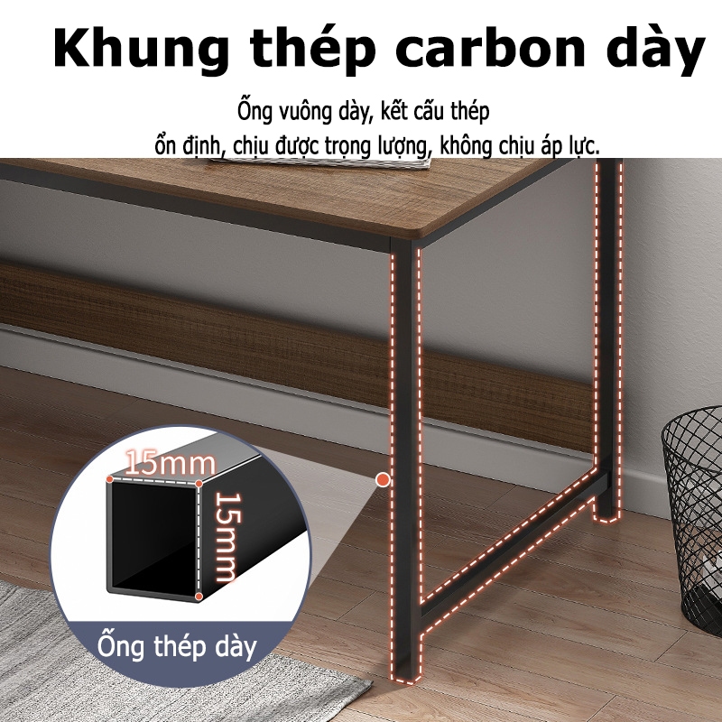ALOVE Bàn làm việc bàn học khung sắt kèm giá sách khung sắt 25x25mm sơn tĩnh điện chịu lực cao mặt gỗ mdf dày 15mm | BigBuy360 - bigbuy360.vn