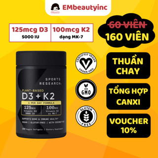 Viên Uống Bổ Sung Vitamin D3+K2 Sports Research