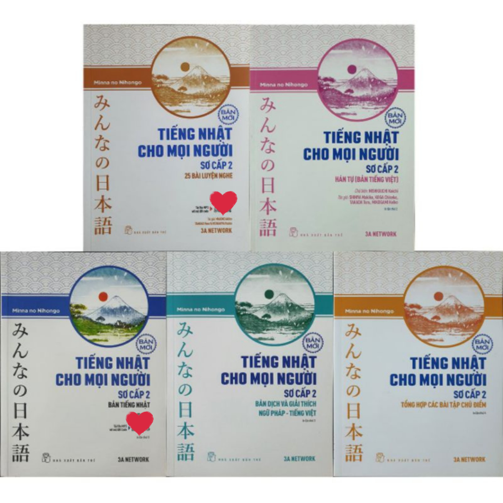 Sách Combo 5 Cuốn Minna No Nihongo Sơ Cấp 2 Trình Độ N4 Phiên Bản Mới