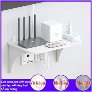 Kệ wifi treo tường không cần khoan, giá đỡ máy chiếu, chất liệu gỗ cao cấp, chống nước