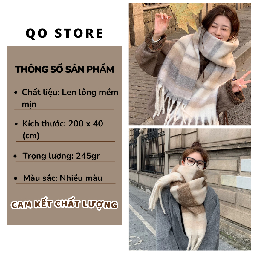 Khăn Len Quàng Cổ Bản To Thời Trang Nam Nữ Chất Mềm Mịn QO STORE K62 | BigBuy360 - bigbuy360.vn