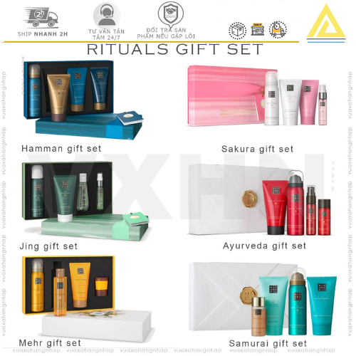 Gift set quà tặng cao cấp combo sữa tắm, dầu tắm dưỡng thể Rituals of gift set size S