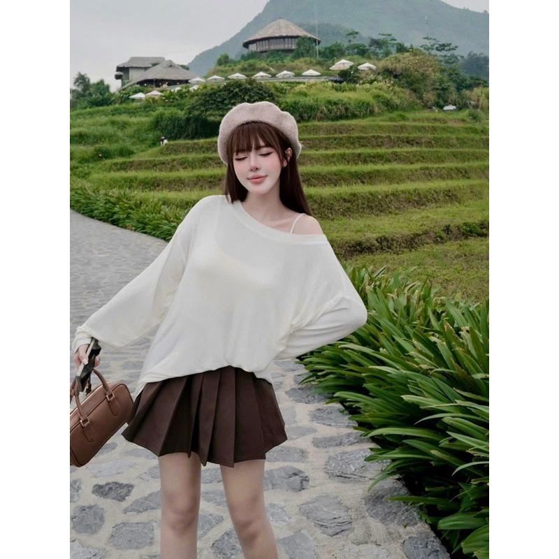 Sét áo len giấy phối Cv kaki mềm