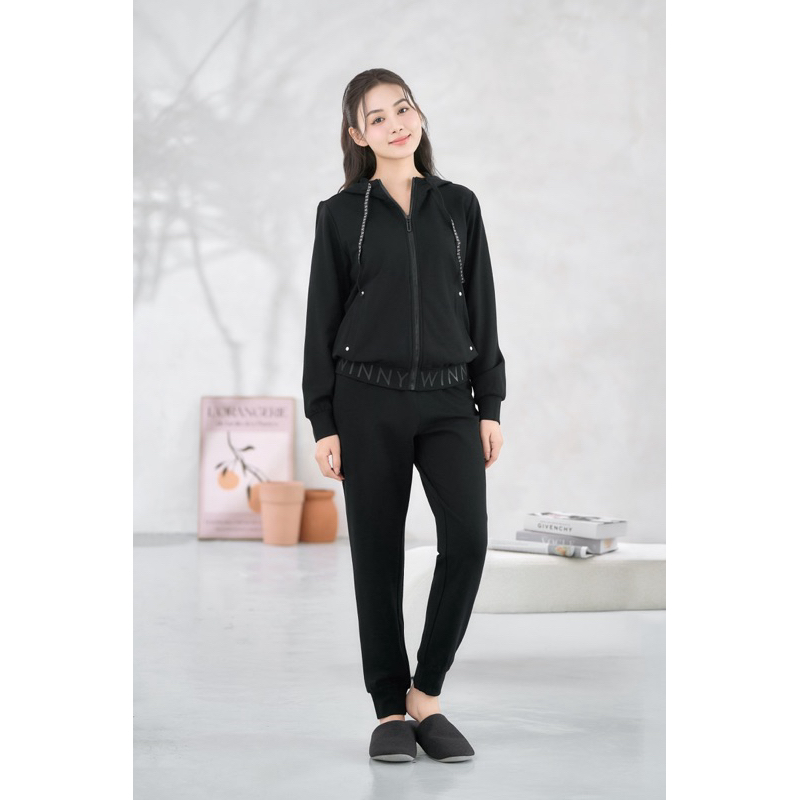 BỘ MẶC NHÀ WINNY 24201 ÁO KÉO KHOÁ CÓ MŨ CHẤT LIỆU NỈ POLY 2 DA