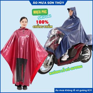 Áo mưa choàng 1 mũ chất liệu mới, nhựa PVC siêu dai, bền bỉ, không lỗ xỏ gương K31 Sơn Thủy