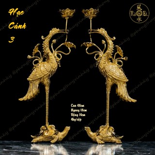  Cặp Hạc Cánh đứng Rùa 48cm - Vật Phẩm Đồng Thờ Cúng Vĩnh Tiến Chất Lượng Cao 