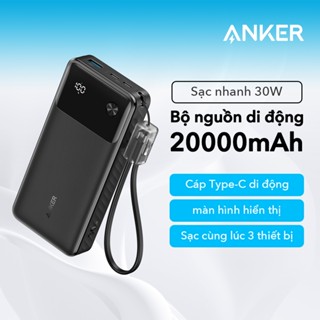 Sạc dự phòng Anker Power Bank Powercore 20000mAh 30W có dây USB C Dây buộc A1384