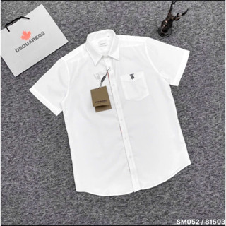 Áo Sơ Mi Nam Burberry Chính Hãng Chất Liệu Lụa Mềm Mại Cao Cấp Loại 1 - Áo Sơ Mi Ngắn Tay Burberry Phối Túi Ngực