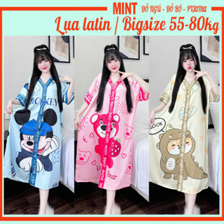 Đồ ngủ nữ, Đầm ngủ Váy ngủ lụa latin loại 1 cao cấp V08 Bigsize 55-80kg