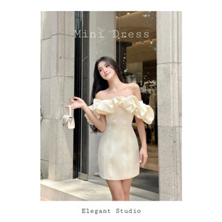  Váy Đầm Nữ Dự Tiệc Trễ Vai Nhún Bèo Dáng Suông 