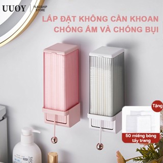 UUOY Hộp đựng bông tẩy trang cotton treo tường Tự động Chống thấm nước Tiết kiệm không gian Lắp đặt dễ dàng Trang điểm
