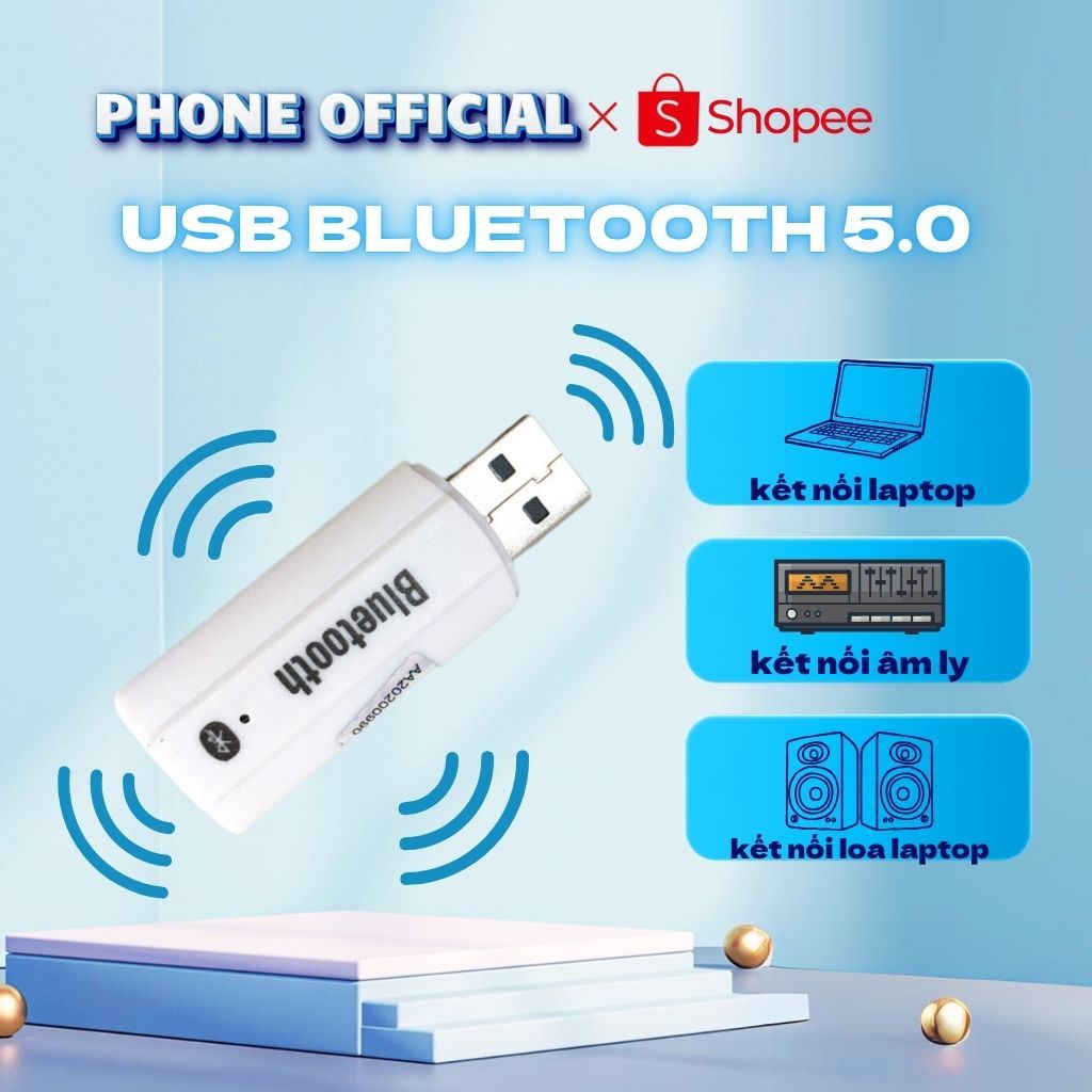USB Bluetooth 5.0 Chính Hãng - Biến Loa Thường Thành Loa Bluetooth, Kết Nối Âm Thanh Với Loa và Amply - CarePhones