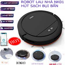 Robot hút bụi lau nhà NK01 lực hút mạnh hút bụi tự động điều khiển bằng điện thoại bảo hành 12 tháng