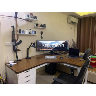 Bàn Ikea chữ L 1 hộc tủ