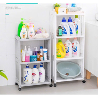Kệ để đồ nhà tắm đa năng, kệ nhựa đựng đồ nhà tắm Huwinco để nước giặt 3 tầng, 4 tầng chịu lực 30kg có bánh xe đẩy tiện