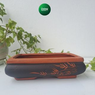 Chậu Chữ nhật bonsai cây cảnh sen đá chậu trồng cây gốm sứ Bát Tràng  họa tiết | Living Decor