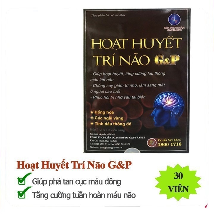Viên uống hoạt huyết trí não G&P - Giúp hoạt huyết , tăng cường lưu thông máu lên não , phục hồi trí nhớ sau tai biến .