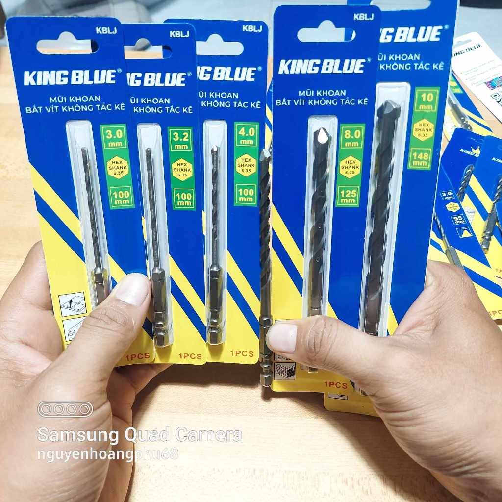 Mũi khoan đa năng khoan tường gạch men bắt vít không dùng tắc kê King Blue