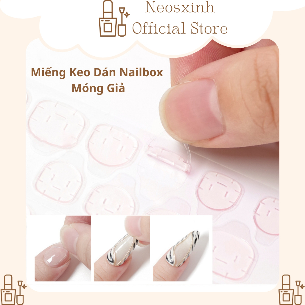Miếng Keo Silicon Dán Nailbox Móng Giả Màu Hồng Set 10m*24m Nhỏ - Neosxinh Nails