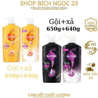  Dầu gội  Dầu Xả Sunsilk suôn mượt óng ả  COMBO GỘI +XẢ Sunsilk óng mượt rang ngời 640G 