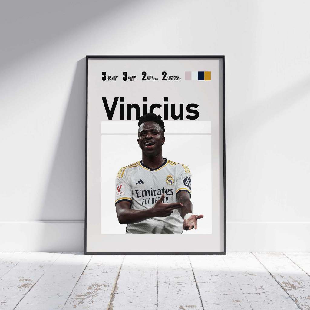Vinicius Jr Real Madrid Print -Tranh bóng đá treo tường [Statistic Poster]