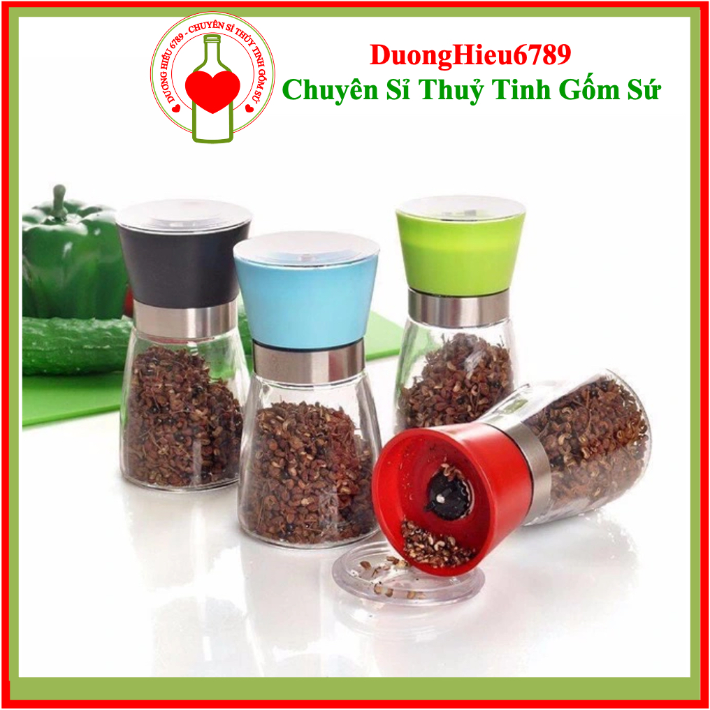 [LOẠI 1] Cối Xay Tiêu, Dụng Cụ Xay Tiêu Cầm Tay SỊN, Lọ Xay Tiêu Thủy Tinh Mini Siêu Bền, Tiện Lợi