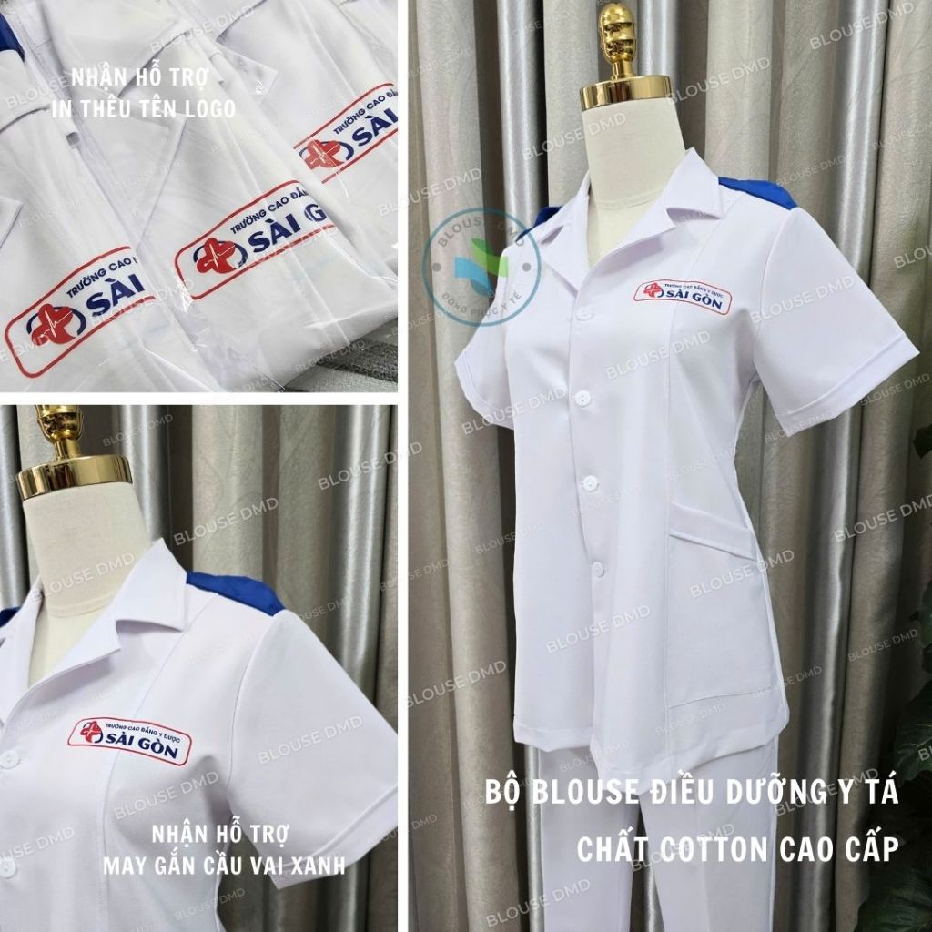 Cầu Vai Xanh gắn áo Blouse trắng cho Sinh viên Trường Y, Dược, Bác sĩ, Điều Dưỡng