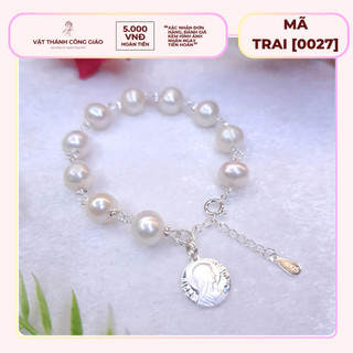   Quà Tặng Ý Nghĩa  Vòng Tay Lắc Tay Mân Côi Trai Trắng Phối Bạc S925 | Vật Thánh Công Giáo 