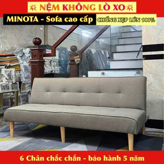 SOFA GIƯỜNG 6 CHÂN NỆM KHÔNG LÒ XO MÀU XÁM ĐỒNG VẢI NỈ Thương Hiệu MINICHAIR